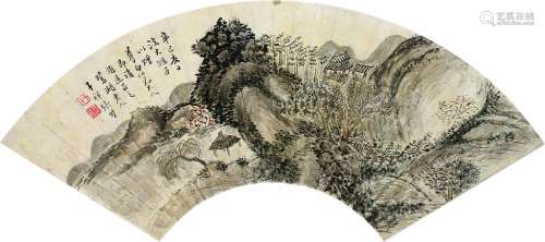 张子祥（1803～1886） 山水 扇面 设色纸本