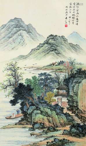 袁松年（1895～1966） 山水 立轴 设色纸本