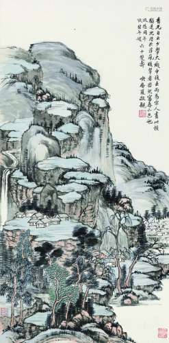 夏敬观（1875～1953） 富春山色图 立轴 设色纸本