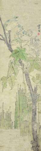 任薰（1835～1893） 花鸟 立轴 设色纸本