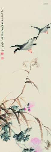 吴青霞（1910～2008） 寒渚平沙 立轴 设色纸本