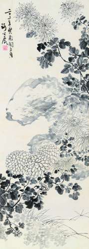 谢公展（1885～1940） 菊石图 立轴 水墨纸本