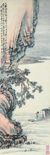 吴观岱（1862～1929） 清流泛棹图 立轴 设色纸本