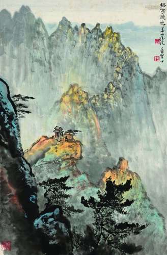 应野平（1910～1990） 棋亭晓色 镜片 设色纸本