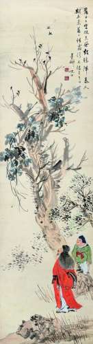 倪墨耕（1855～1919） 赏秋观鸦归 立轴 设色纸本