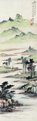 黄君璧（1898～1991） 山林小居 立轴 设色纸本