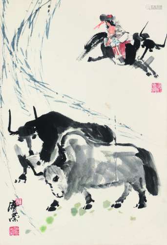 刘济荣（b.1931） 草原风情 立轴 设色纸本