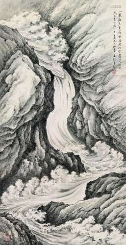 宋美龄（1898～2003） 飞瀑图 立轴 水墨纸本