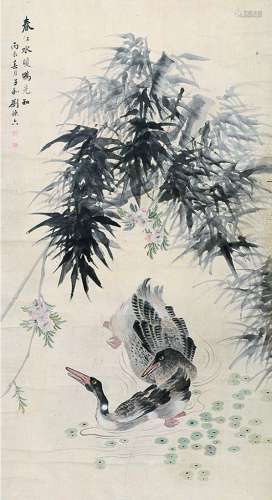 刘德六（1805～1875） 春江水暖鸭先知 立轴 设色纸本