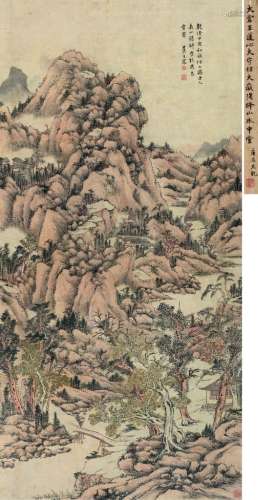 王宸（1720～1797） 仿大痴南山积翠图 立轴 设色纸本