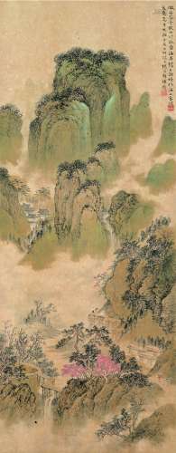 杨石朗（1915～2000） 秋山行旅图 立轴 设色纸本