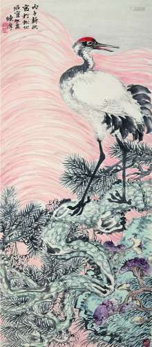 陈摩（1886～1945） 福海高寿 立轴 设色纸本