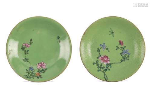 TWO FINE PORCELAIN DISHES QIANLONG MARKED AND PROBABILY OF THE PERIOD