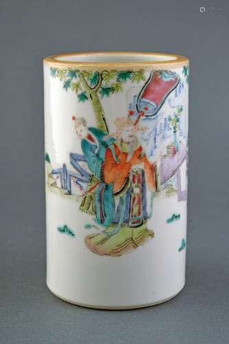 A FAMILLE ROSE PORCELAIN BRUSH POT GUANGXU MARKED AND OF THE PERIOD