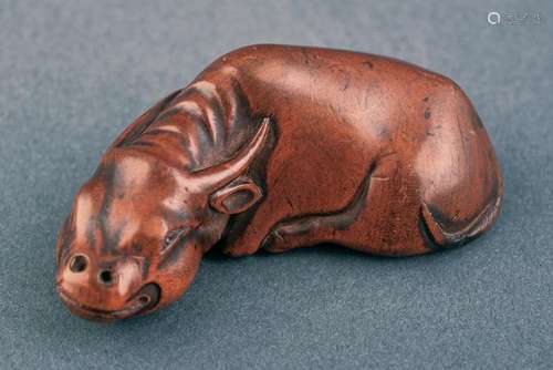 FINE WOOD NETSUKE PROBABILY SIGNED HOSAI