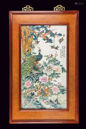 AN IMPRESSIVE AND IMPORTANT PORCELAIN PLAQUE PROBABLY FROM ZHUSHAN