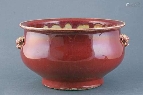 A FINE RED MONOCHROME PORCELAIN CENSER