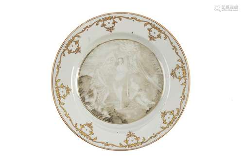 A FINE PORCELAIN EN GRISAILLE DISH