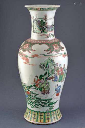 A big famille verte porcelain baluster vase famille verte