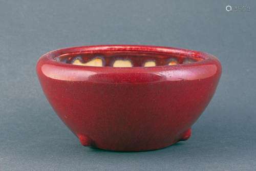 A FINE RED FLAMBE' PORCELAIN INCENSE BURNER