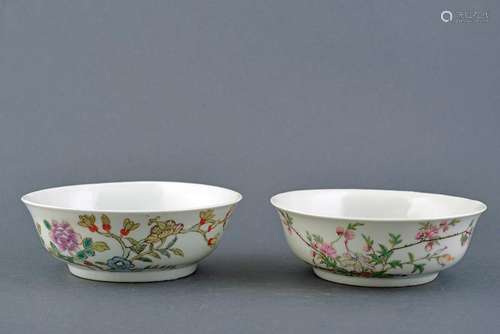 TWO FAMILLE ROSE PORCELAIN CUPS