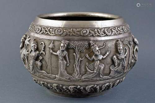 A SILVER REPOUSSE' BOWL