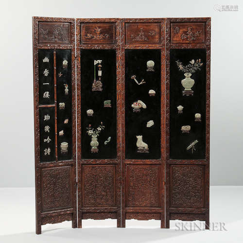 Four-panel Jade and Hardstone Screen 四幅玉石屏风