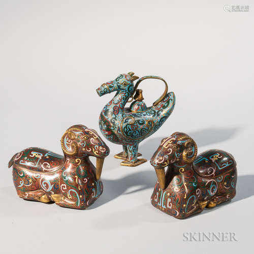 Three Cloisonne Animals 三只景泰蓝动物