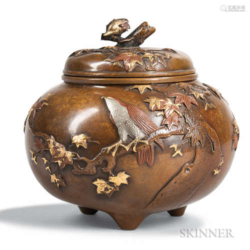 Mixed-metal-inlaid Bronze Covered Censer 混合金属铜香炉