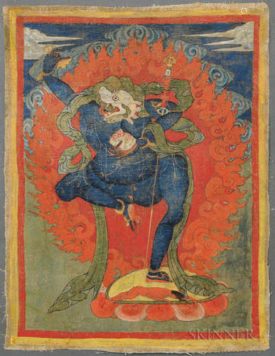 Thangka Depicting Simhamukha 獅面空行佛母布幔画