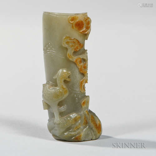 Jade Brush Holder 玉雕笔筒