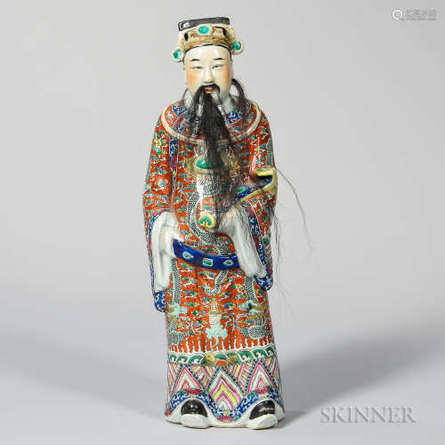 Enameled Porcelain Statue of the Star God, Lu 彩瓷人物