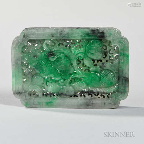 Reticulated Jadeite Plaque 网纹玉雕盘