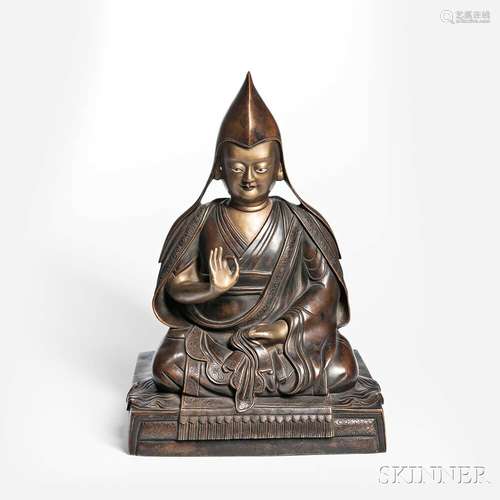 Gilt-bronze Figure of Tsongkhapa 西藏镀金宗喀巴铜像