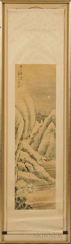 Framed Hanging Scroll Depicting a Landscape 中国山水画