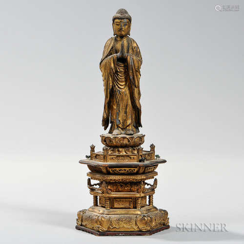 Carved Giltwood Figure of Buddha 日式镀金木制佛像