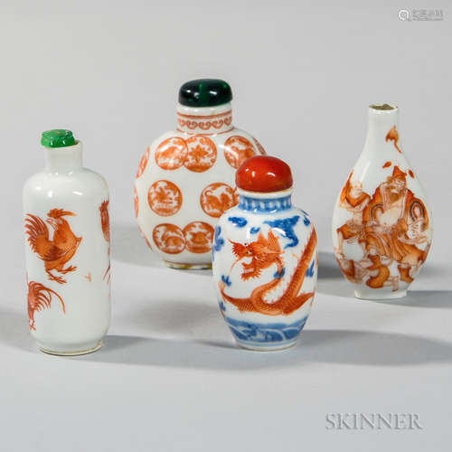 Four White Porcelain Snuff Bottles 四只白瓷鼻烟壶