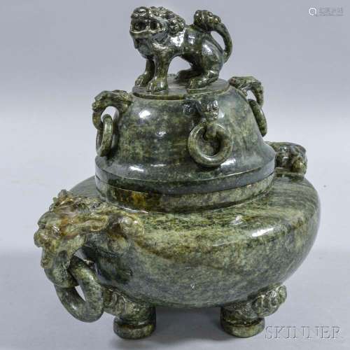 Hardstone Covered Tripod Censer 石雕三脚香炉