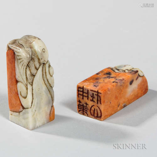 Pair of Carved Stone Seals 一对石雕印章