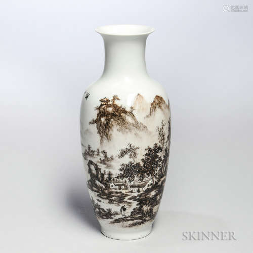 Enameled White Porcelain Vase 搪瓷白瓷花瓶