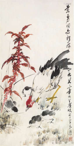 刘既明 1973年作 觅食图 镜心 设色纸本