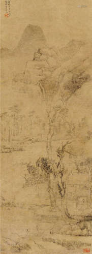 文徵明（1470～1559） 戊申（1548）年作 会友图 立轴 设色纸本