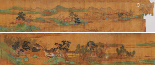 钱选（1239～1299） 临江庭院卷 手卷 设色绢本