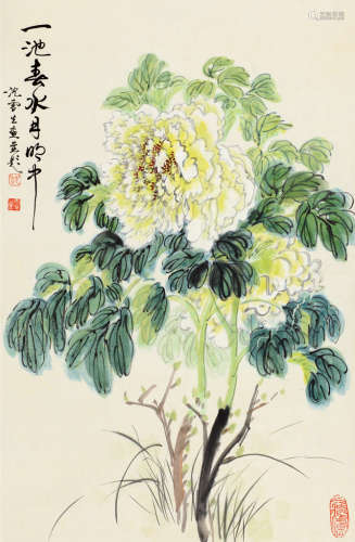 沈雪笙（b.1941） 一池春水 立轴 设色纸本