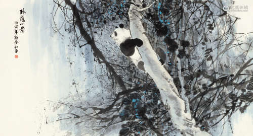韩和平（b.1945） 丙寅（1986）年作 卧龙小景 镜片 设色纸本