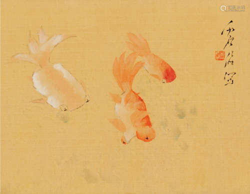 虚谷（1823～1896） 紫绶金章 屏轴 设色绢本