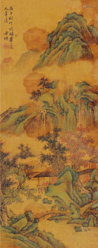 李世倬（1687～1770） 丙午（1726）年作 秋林读书 镜片 设色绢本