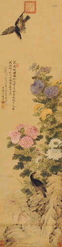 恽寿平（1633～1690） 乙丑（1685）年作 秋风幽禽 镜片 设色纸本