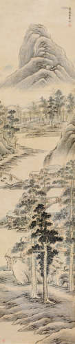 王原祁（1642～1715） 山居图 立轴 设色绫本