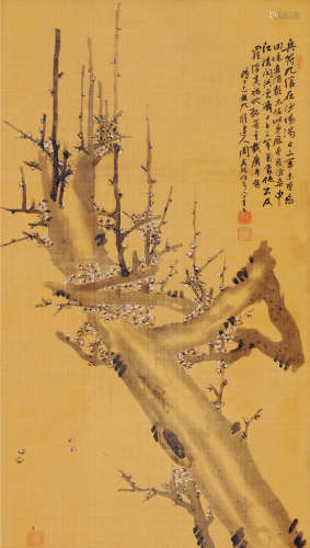 周友胜（1851～1928） 丁巳（1917）年作 梅香四溢 立轴 设色绢本